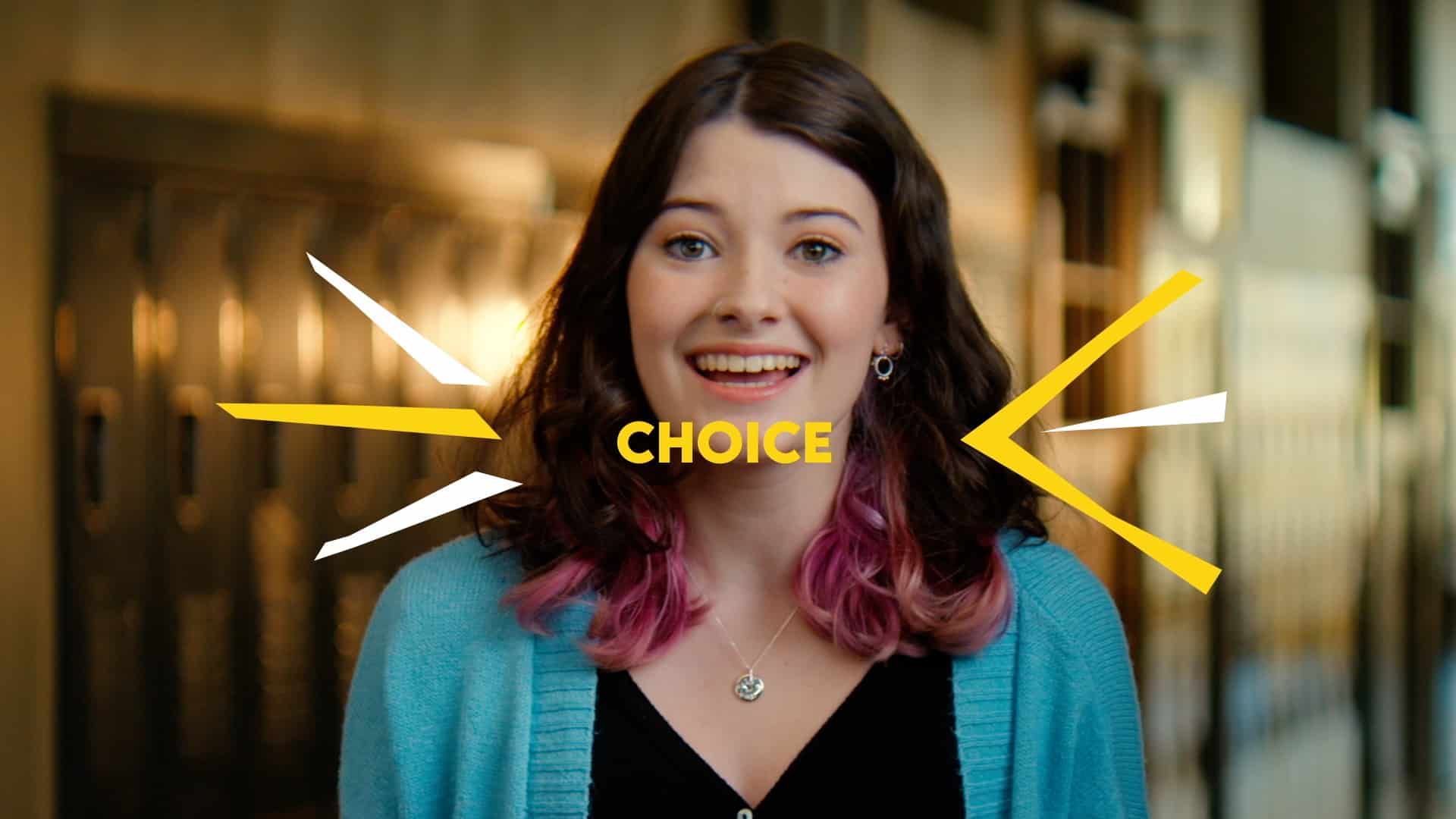 girl smiling with word 